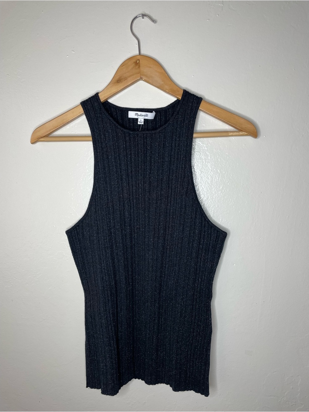 Madewell Black Ribbed Crewneck Tank Sweater